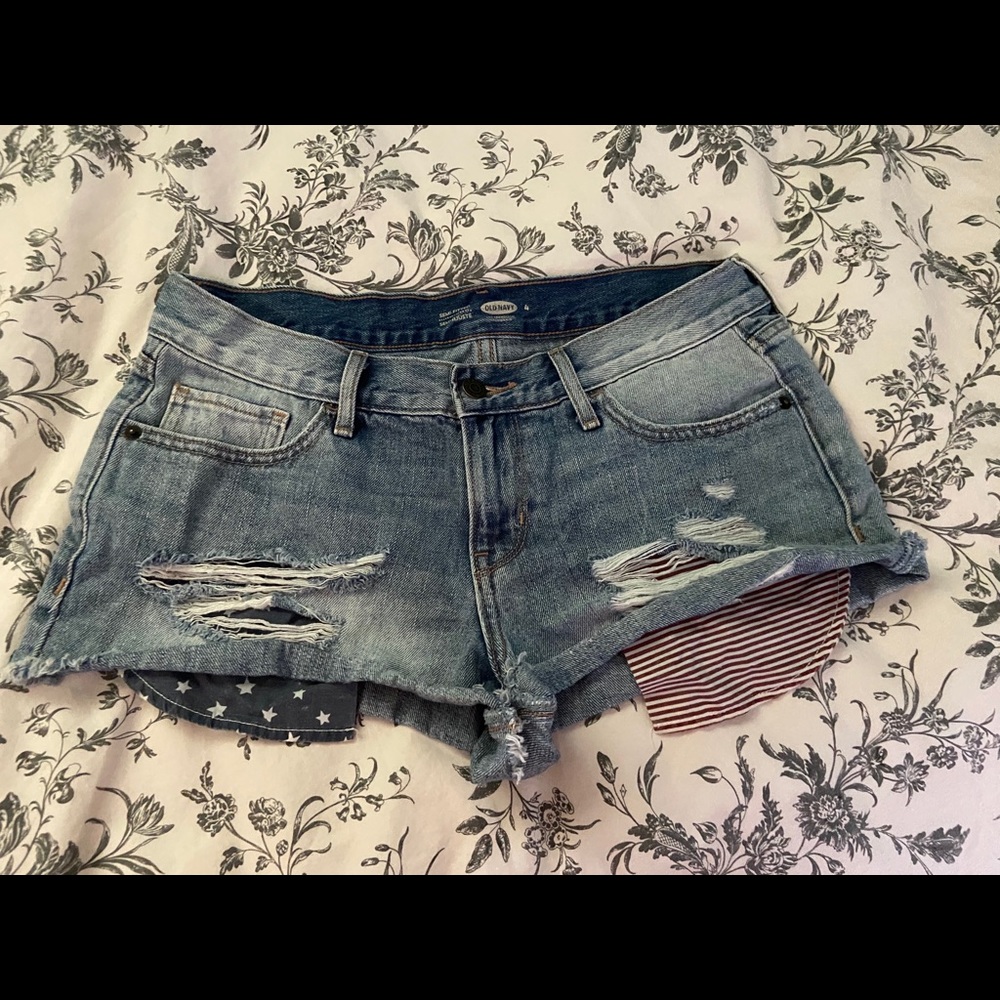 American Flag Jean Shorts